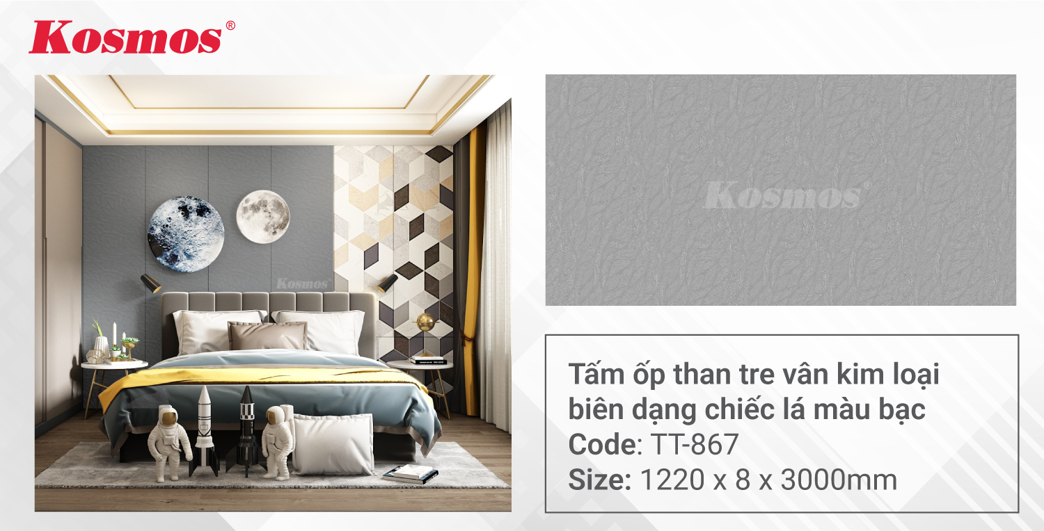 Tấm ốp than tre Kosmos vân kim loại TT-867
